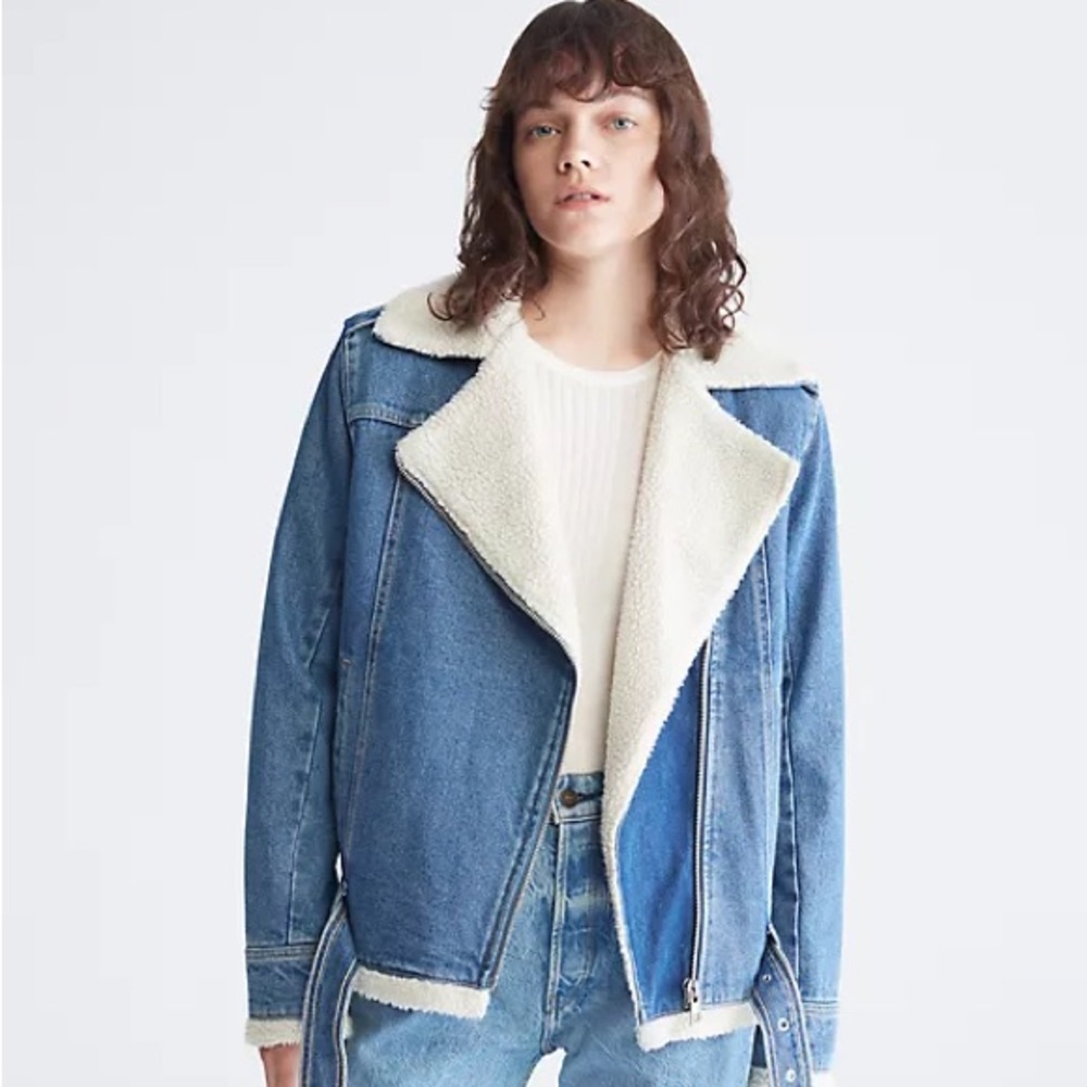 NWT Calvin Klein Sherpa Jean Jacket, L